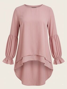 Oh Dusty Rose High-Low Ruffle Sleeve Tunic
